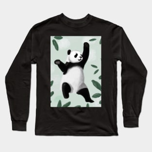 Panda between Leaves Long Sleeve T-Shirt